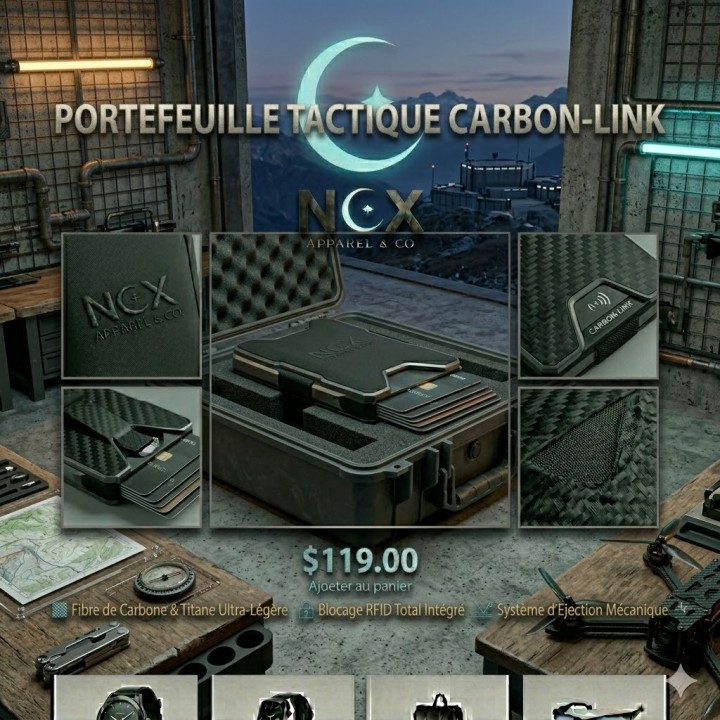 Portefeuille tactique Carbon-Link avec protection RFID